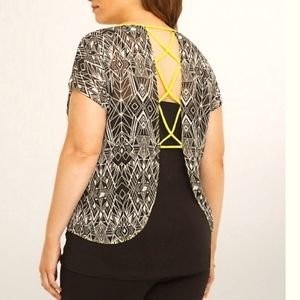 Torrid Geo neon white black top